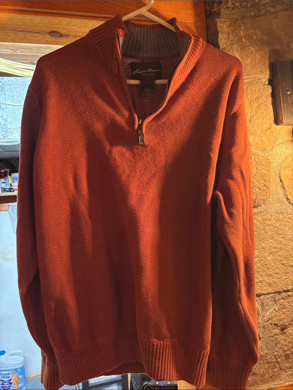Eddie Bauer Men's Half-Zip Sweater in Rust Orange